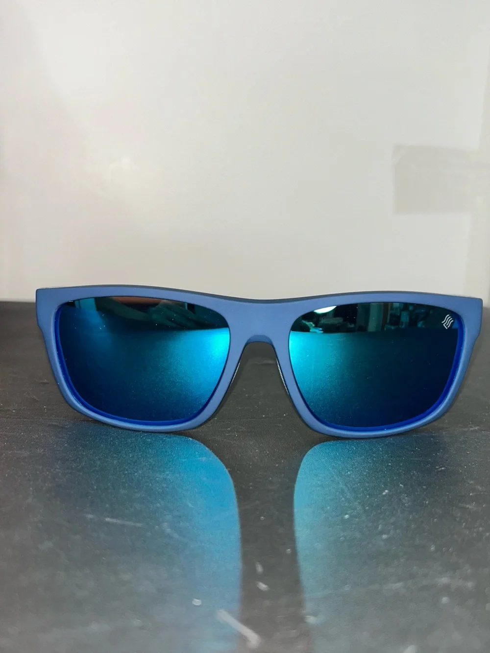 Polarized Blue Frame Sunglasses with Blue Mirrored Lenses